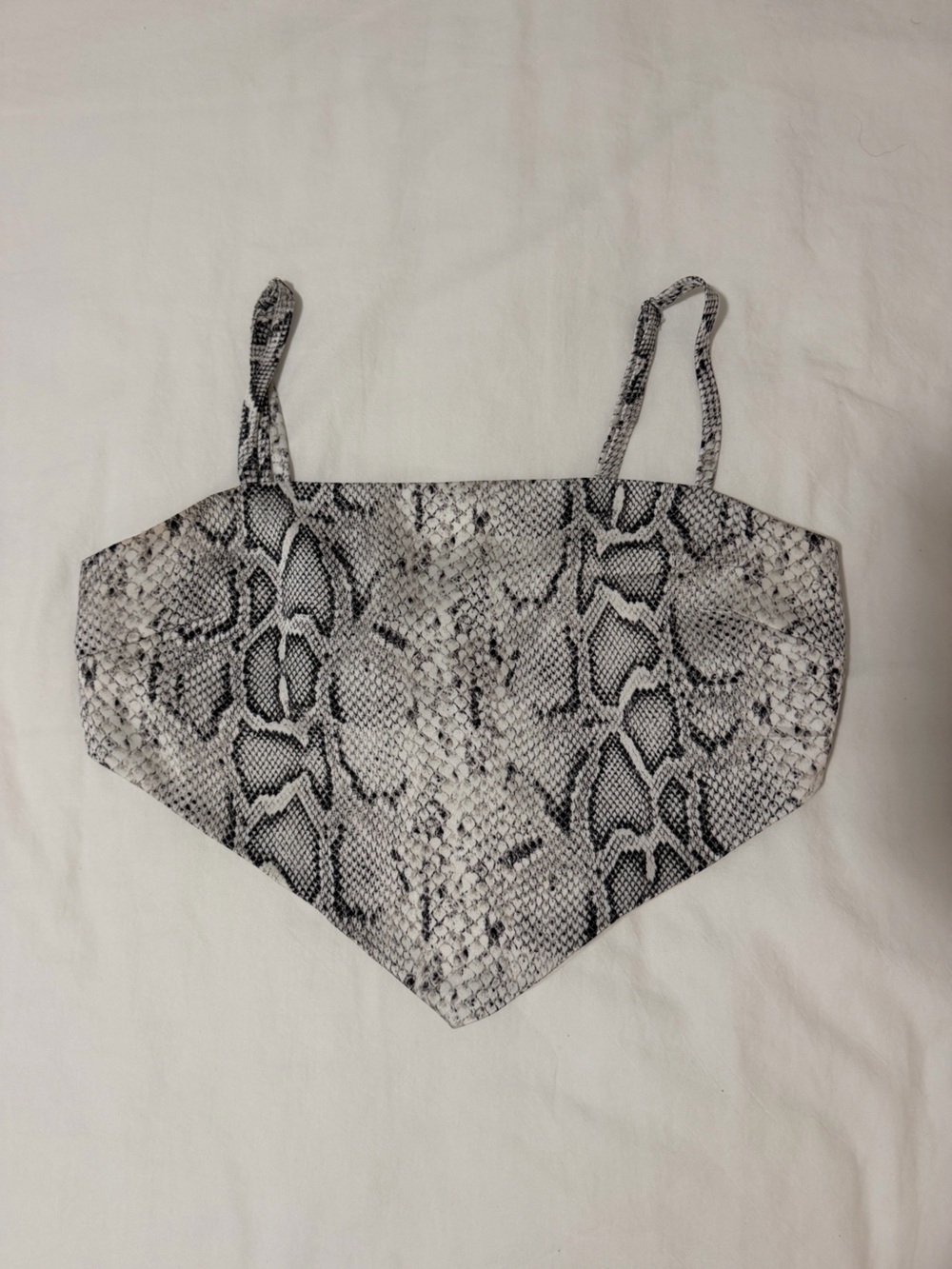 Black & white snake print triangle crop top
